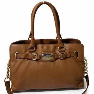 Authentic Michael Kors Hamilton Brown Pebble Leather Handbag shoulder bag